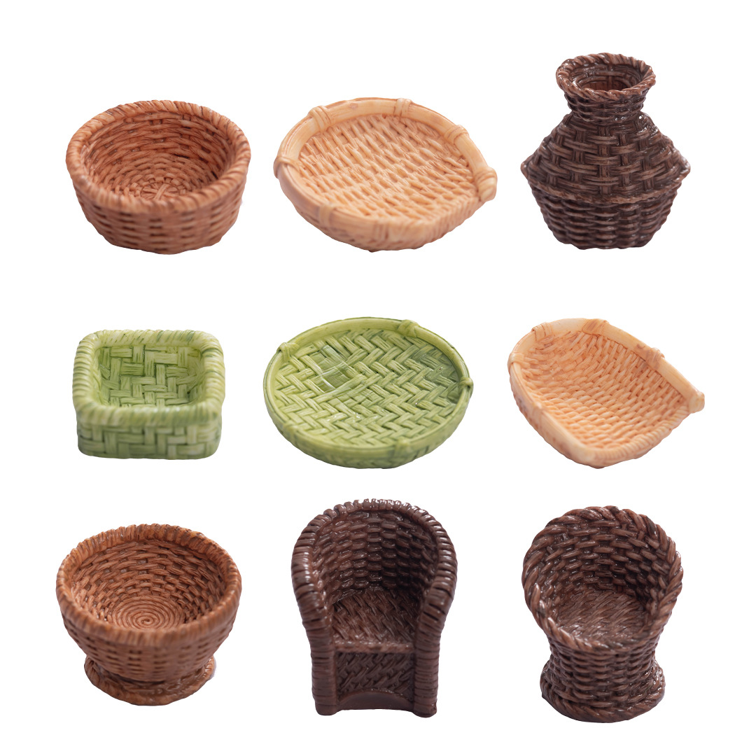 Muebles tejidos de bambú resina decoración silla de bambú recogedor cesta de pescado de bambú olla artesanía creativa decoración del hogar accesorios