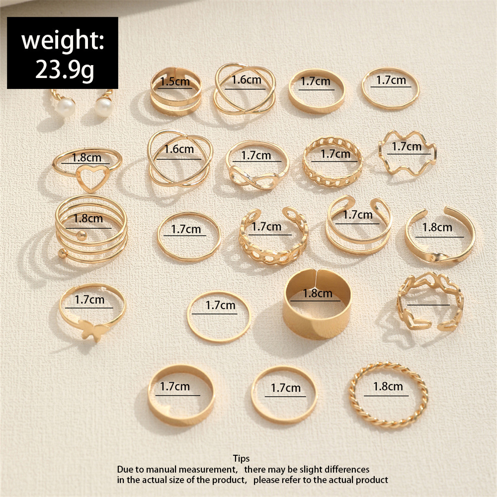 Multi-joint Ring Set For Women 22 Piece Butterfly Love Ring Bundle_voghion.com