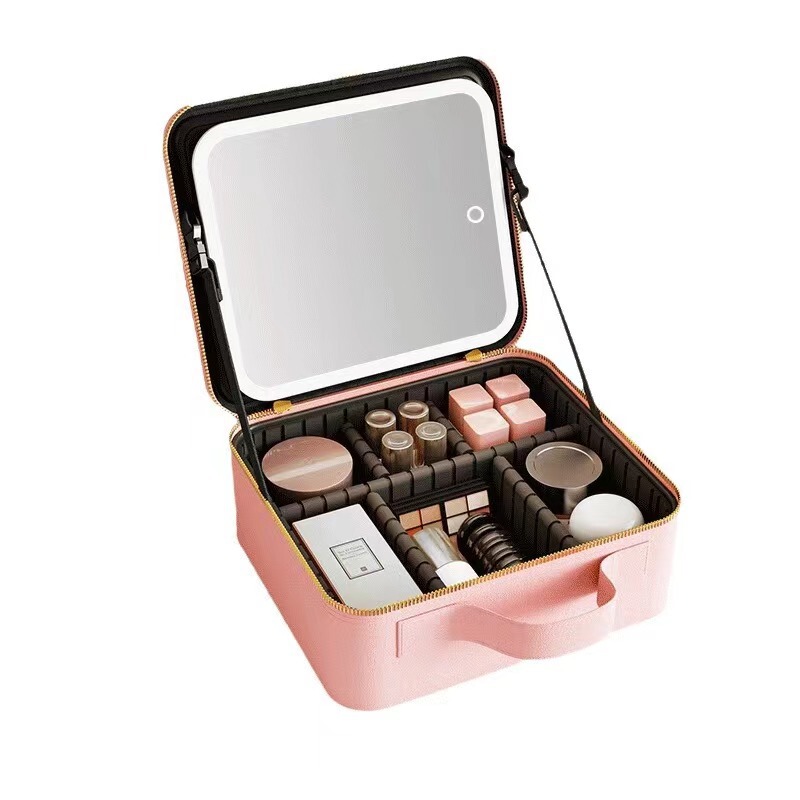 Professional Makeup with LED Light Follow Makeup Convenient Makeup with Mirror Toolbox Storage Bag Storage Box Cosmetic Mirror