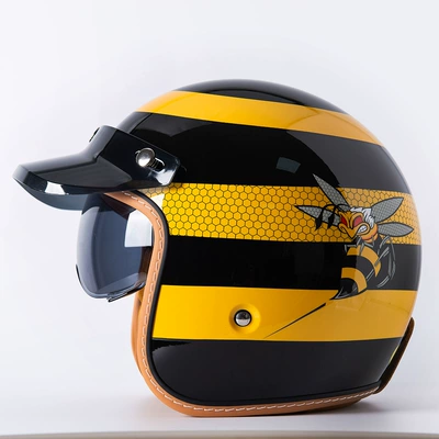 Motosiklet kaskı (dəbilqə) — Motorcycle Helmet for Foreign Trade - mt-5-little-bee-black-film-white-film-hat-brim-m