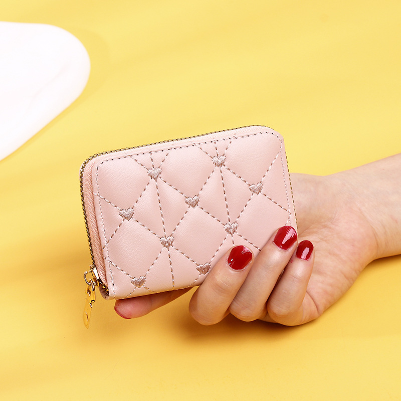 Bolsa de tarjetas de órgano multi-tarjeta, bolso de tarjetas compacto, bolso de cambio con cremallera de lujo, bolso corto de damas