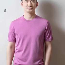 跨境毛衫老王夏季男士短袖新款百搭T恤欧若风针织正肩男装短袖打