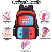 跨境游戏手柄学生书包大容量小学生背包时尚潮流双肩包笔袋三件套