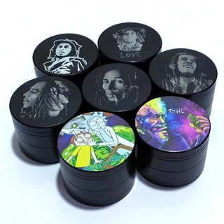 现货50mm彩印磨烟器2inch新款碎烟器BOB磨烟盒tobacco grinder