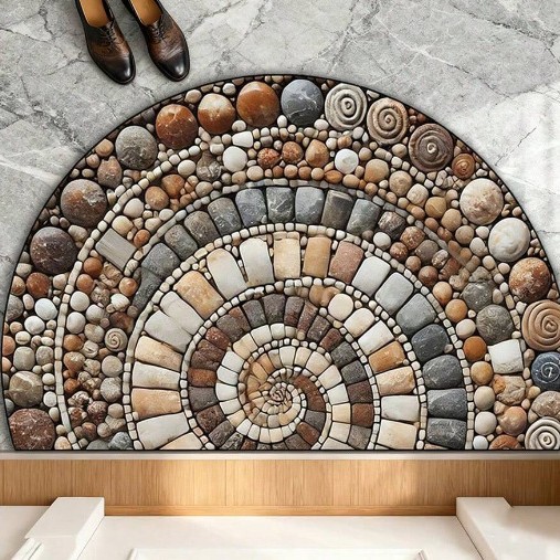 Estera floral transfronteriza estera impresa semicircular estera de suelo puerta de entrada estera de suelo puerta de baño absorción de agua estera de suelo sucia