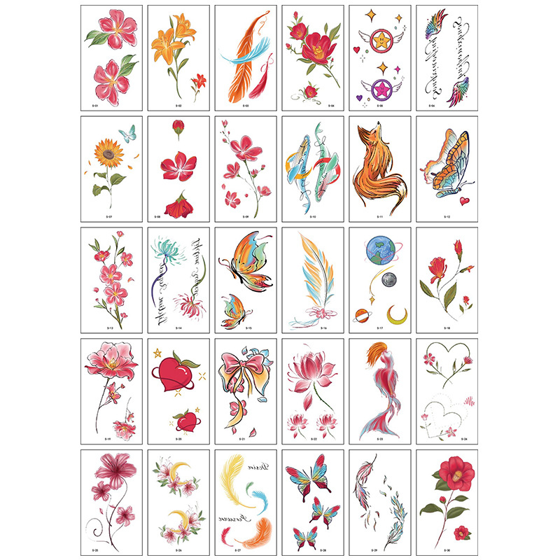 Pequeñas pegatinas de tatuajes de flores impermeables frescas, tatuajes de hombres y mujeres sexy, cicatrices desechables, pegatinas de tatuajes de rosas personalizadas