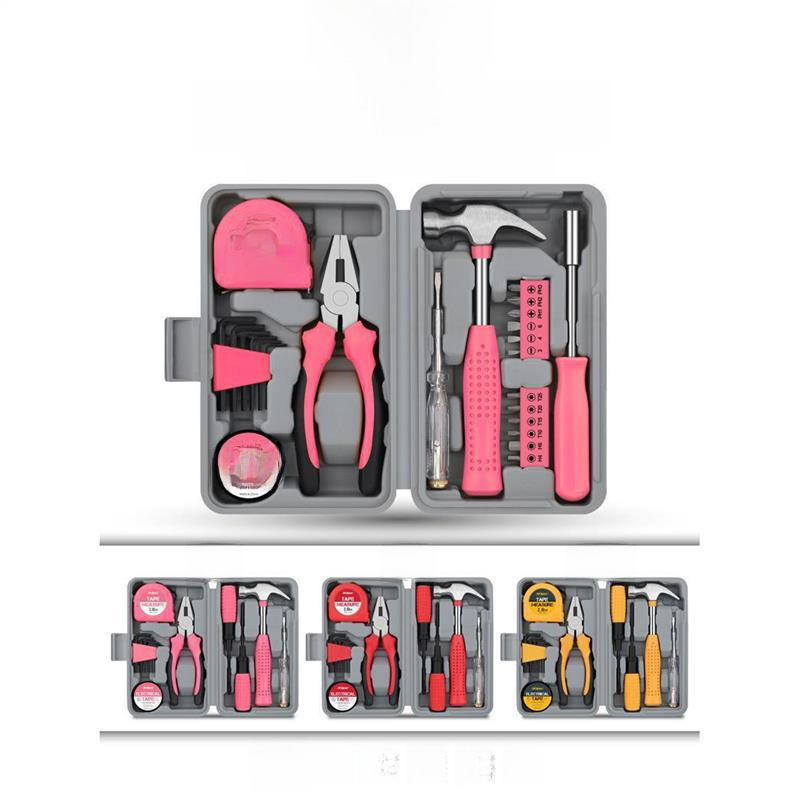 다기능 선물 도구 홈 하드웨어 세트 펜치 테이프 측정 망치 홈 수리 도구 상자 조합 세트