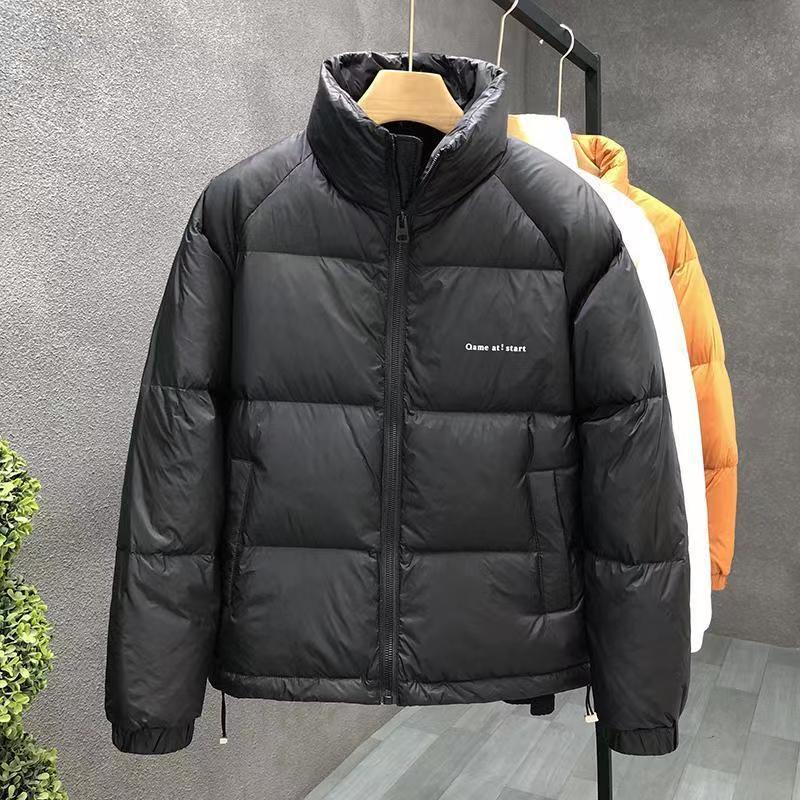 Down short winter thick lightweight stand up collar men's workwear jacket 2024 new item without hat high-end feeling_voghion.com