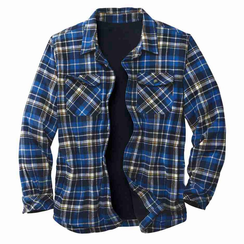 Camicia da uomo in peluche allentata a maniche lunghe scozzese nuova classica autunno e inverno SY0092_voghion.com
