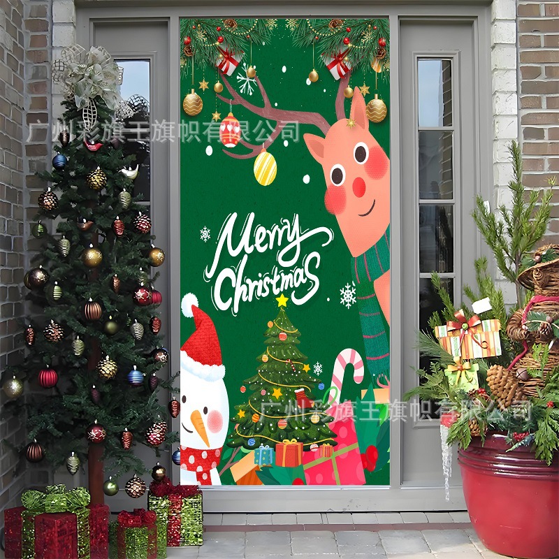 Transfronterizo Amazon Santa Claus puerta cubierta cortina Navidad atmósfera decoración de la fiesta diseño marco de puerta fondo pegatinas de puerta