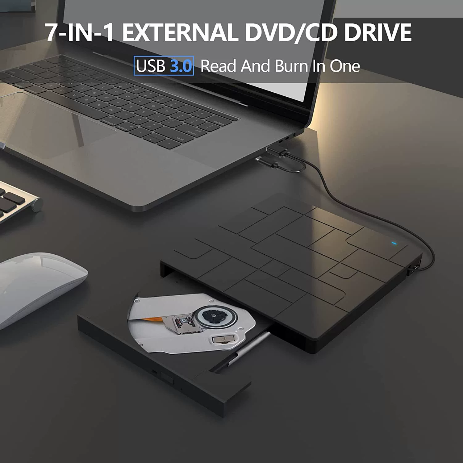 Mobile burner laptop multi-function external optical drive 7-in-1 ultra-thin card CD player
