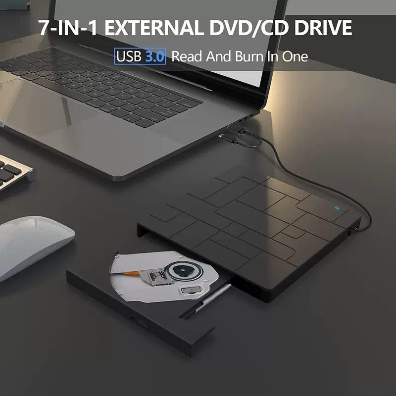 Mobile burner laptop multi-function external optical drive 7-in-1 ultra-thin card CD player