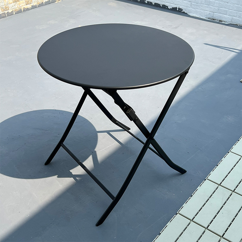 Mesa redonda de acero al carbono impermeable para exterior, balcón, bar o restaurante