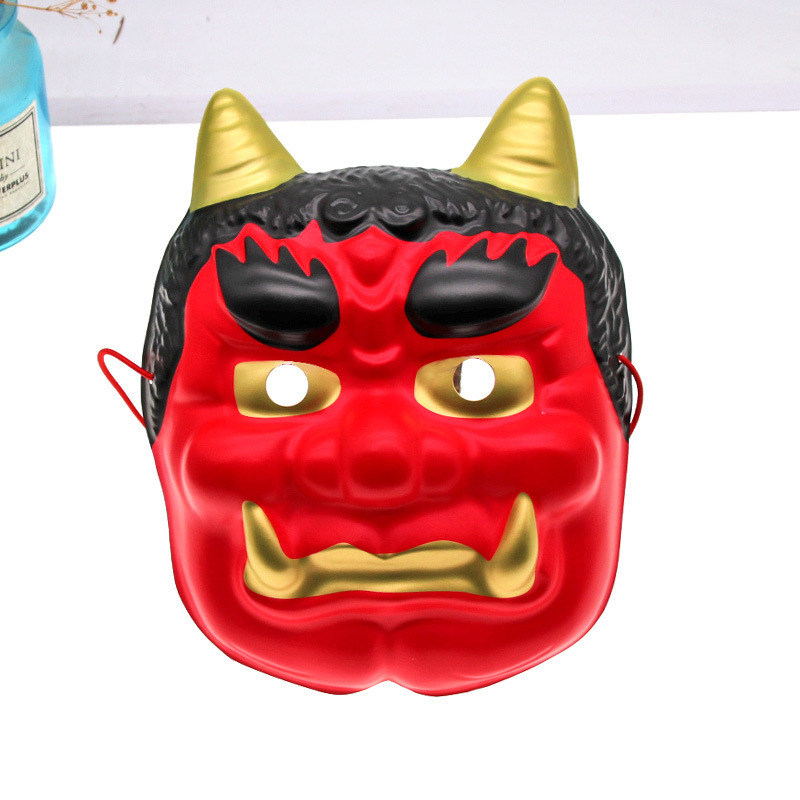 天狗日系能劇マスク牛魔王赤面鬼顔悪魔加硫鞍馬牛角封印赤般若マスク