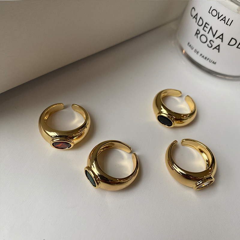 Brass Plating Geometric Zircon Open Rings display picture 3