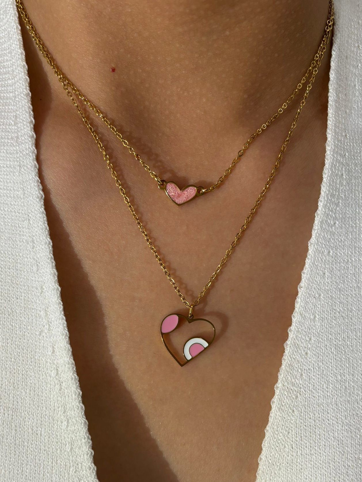 Pendant Necklace Classification 316L Stainless Steel Heart Shape Waterproof Non Tarnish Surgical Steel Sweet Cable Chain Pendant Necklace For Women's