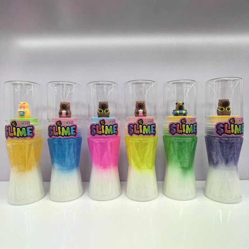 Cross-Border Foreign Trade Slime Cute Capybara Crystal Mud Slim Waist Bottle Colored Clay Children's Toys Non-Sticky Wholesale