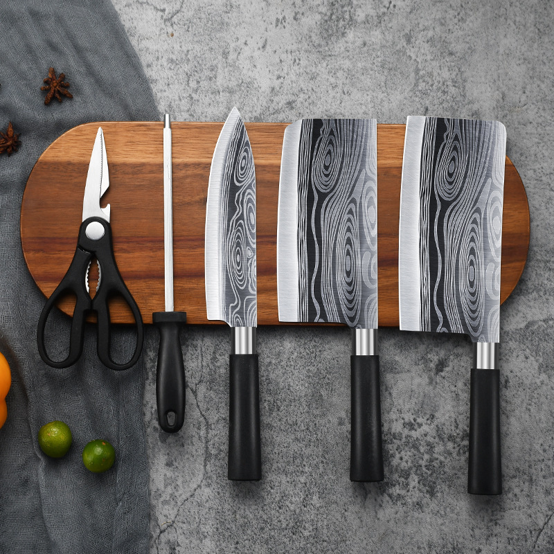 Kit completo de cuchillos de cocina doméstica combinación de acero inoxidable cuchillo de corte de verduras doméstico corría <unk> cuchillo de hueso cuchillo de hueso de patrón