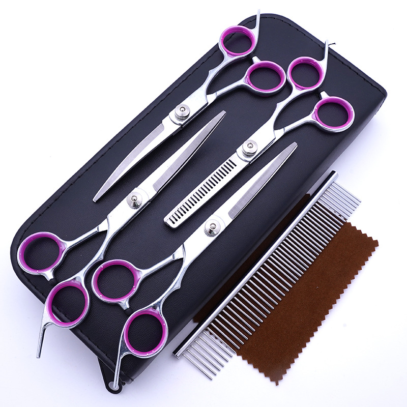 Fábrica directa PET tijeras profesional perro pelo recorte tijeras fino pelo roto pelo diente tijeras peluche juego