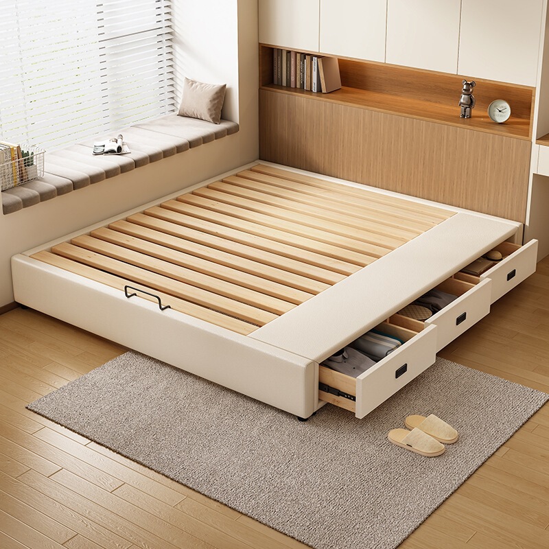 Tatami bed frame, bed without headboard, storage bed, three-drawer storage bed, small apartment bed frame with drawers Tatami bed frame, bed without headboard, storage bed, three-drawer storage bed, small apartment bed frame with drawers
