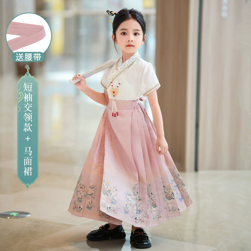 Horse-faced skirt mid-large children's suit 2025 new children's national style high-end Chinese costume for girls Chinese style ancient costume