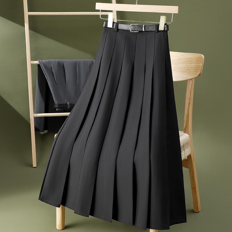 Draped Pleated Skirt Suit Skirt Women's Summer New High Waist Slimming All-match Midi A- line Large Umbrella Skirt