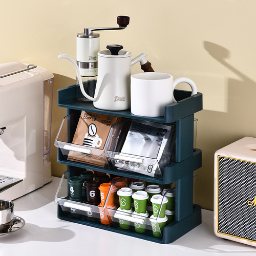 Tea bag storage box desktop tea set tea storage box office tea room coffee capsule storage display rack