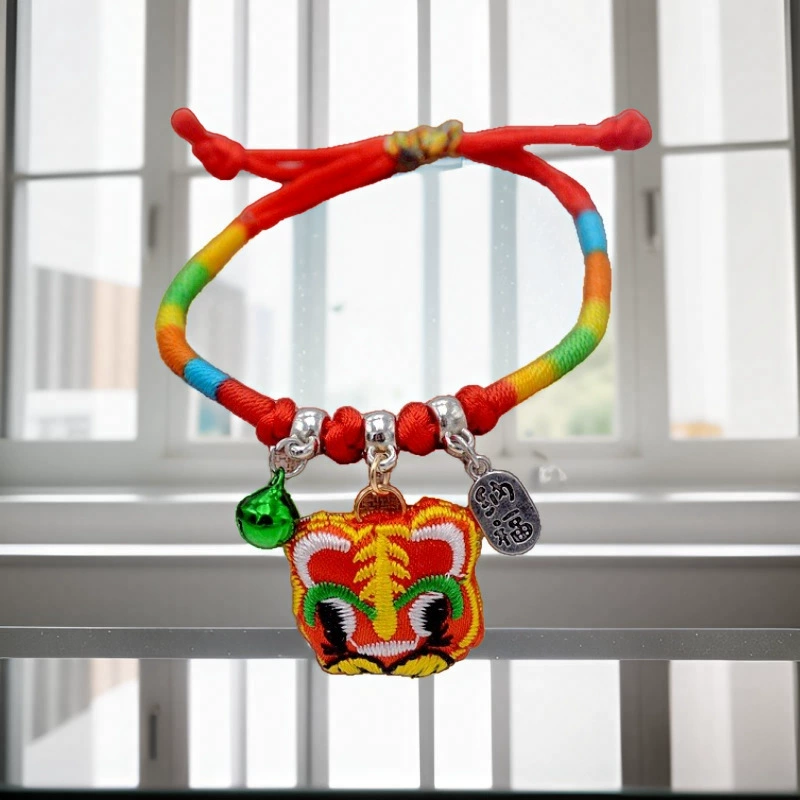 Children's red rope bracelet, hand-woven colorful cord, adjustable length