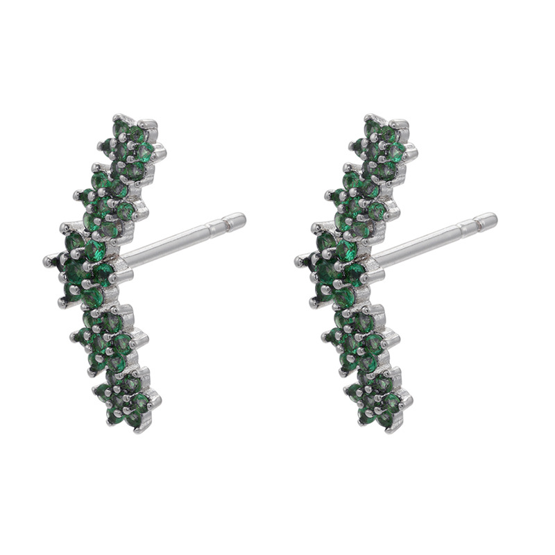 Copper Material Fashion Flower-shaped Colored Zircon Five-flower Copper Earrings Wholesale