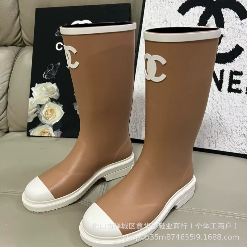 Модные универсальные нескользящие ботинки на платформе, стиль Chanel, середина голени