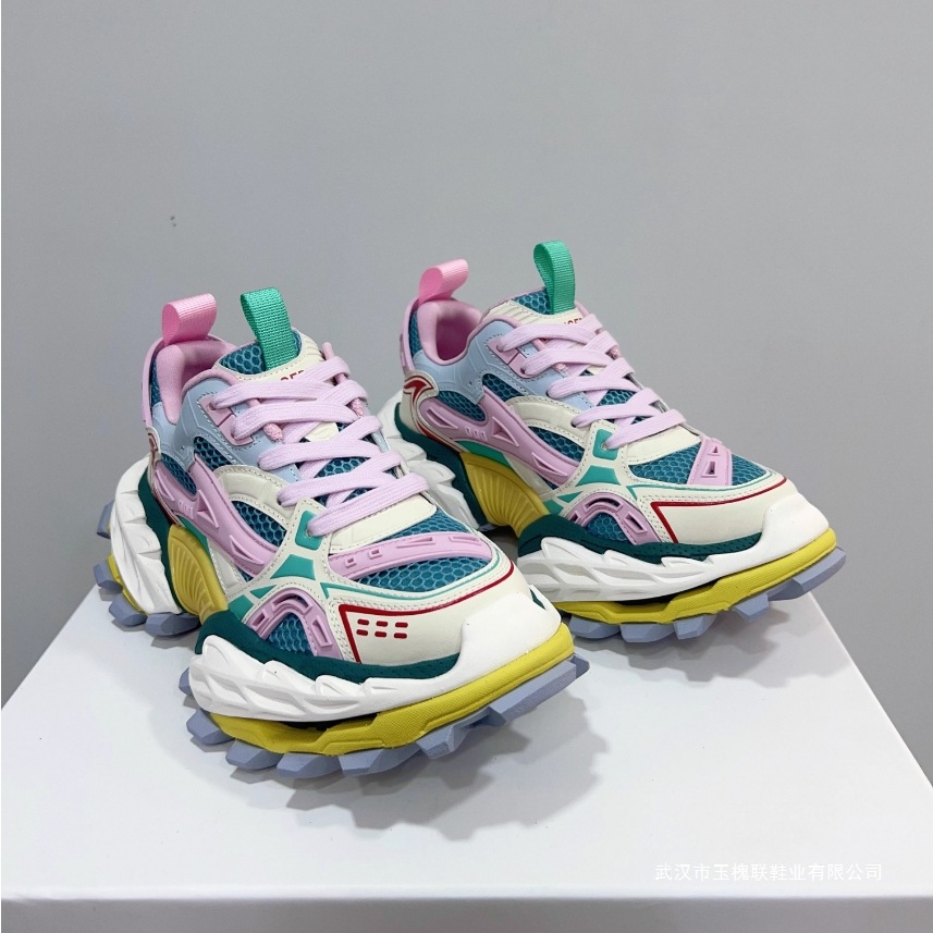 欧洲站厚底老爹鞋男2025年夏季新款网面拼色松糕厚底休闲鞋ins潮