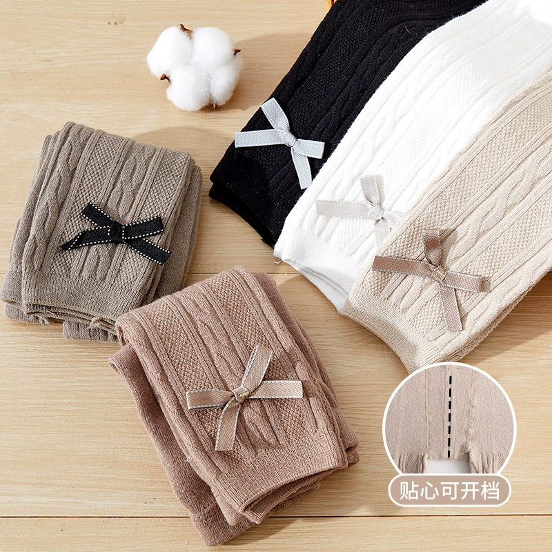 Leggings girl's, thin trousers, children's tights with bow