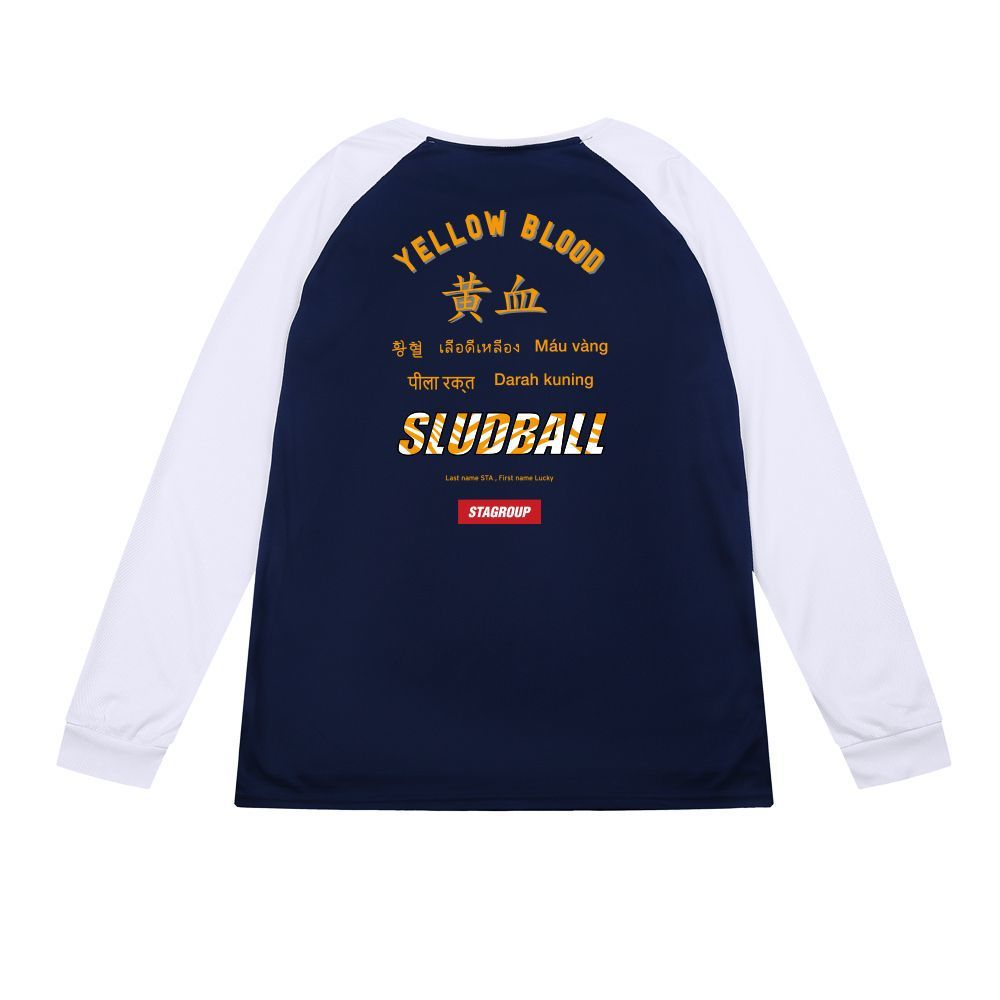 SLUDBALL 네이비 흰색 노란색 혈액 긴 소매