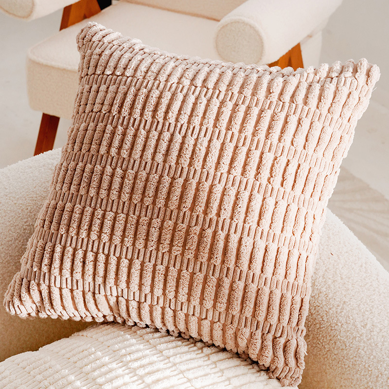 Funda de almohada caqui de pelusa de maíz de grano grande 45x45cm
