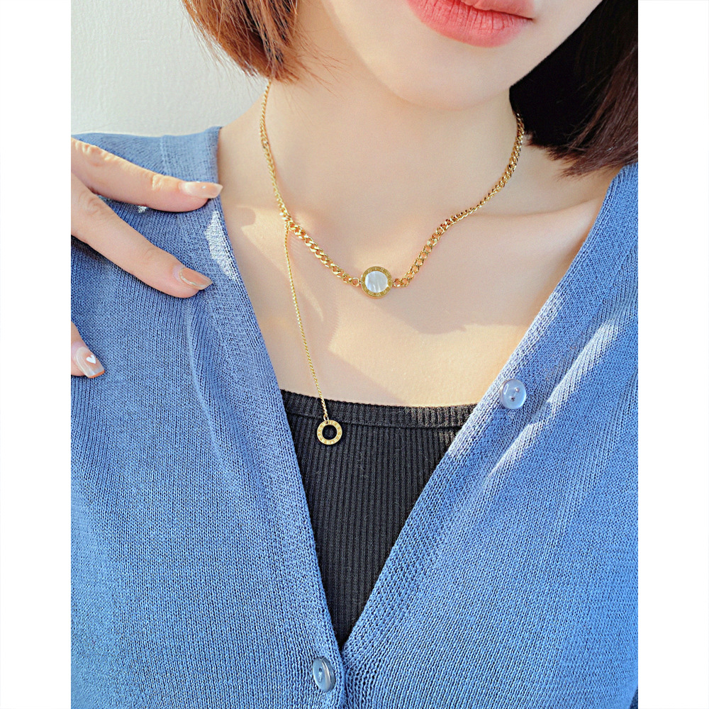 Fashion Geometric Stainless Steel Necklace Tassel Plating Chain Stainless Steel Necklaces_colorza_2