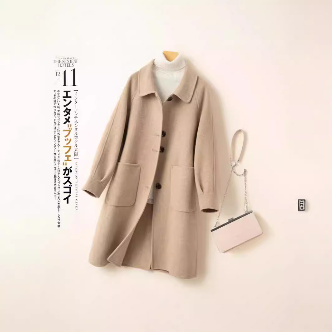 Double-sided demi-season woolen coat