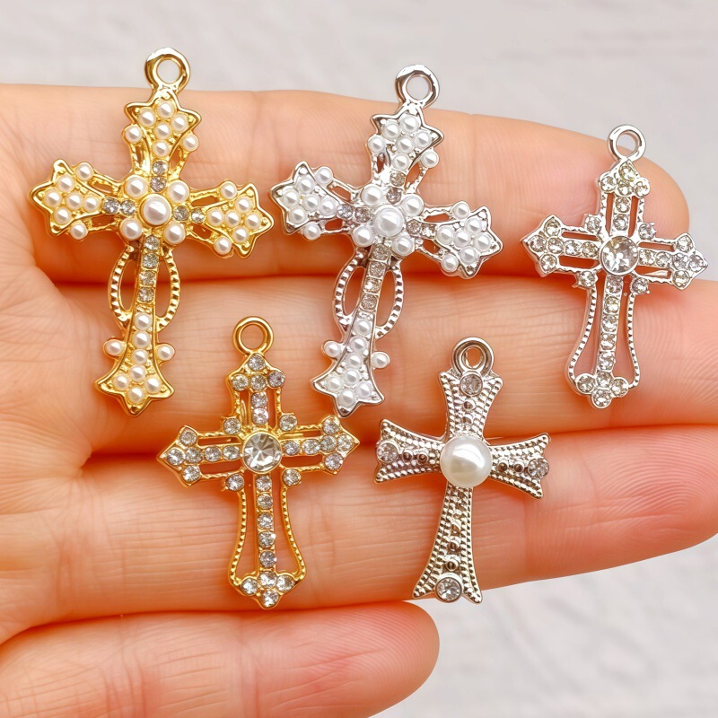 New Alloy Memory Diamond Cross Accessories Earrings Necklace Pendant Jewelry Hanging Ornaments DIY Materials Ear Studs