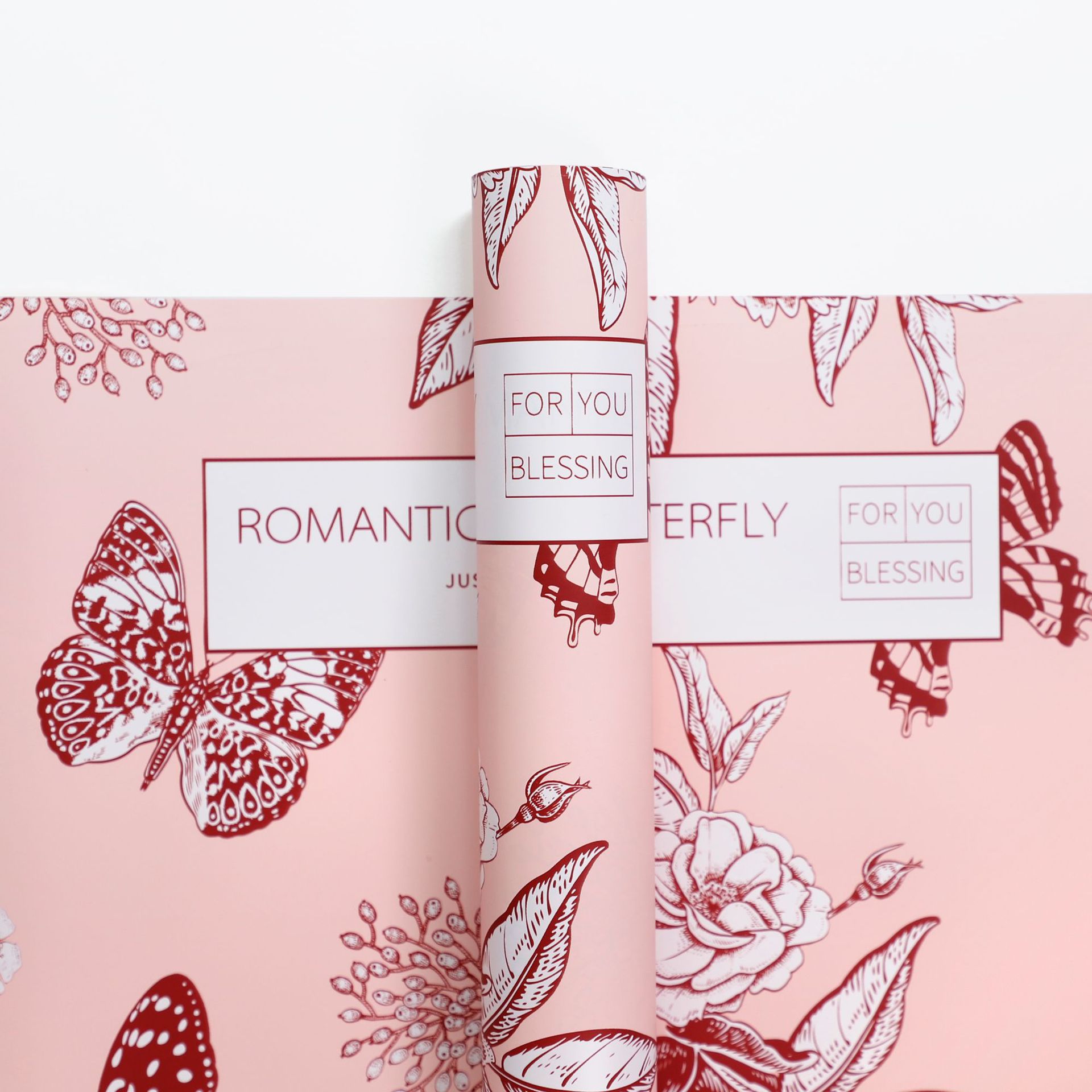 Papel de pluma de mariposa de flores de estilo retro papel de embalaje de flores impermeable florista papel de embalaje de flores