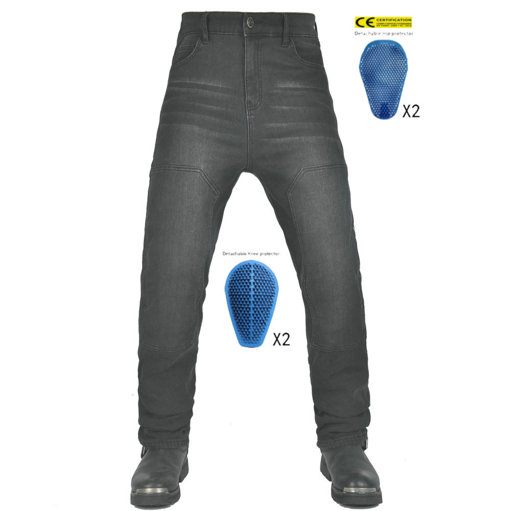 VOLERO Motocicleta Vaqueros Ropa de trabajo casual para hombre Elástico Retro Motocicleta Ciclismo Pantalones anti-caída Protector de silicona