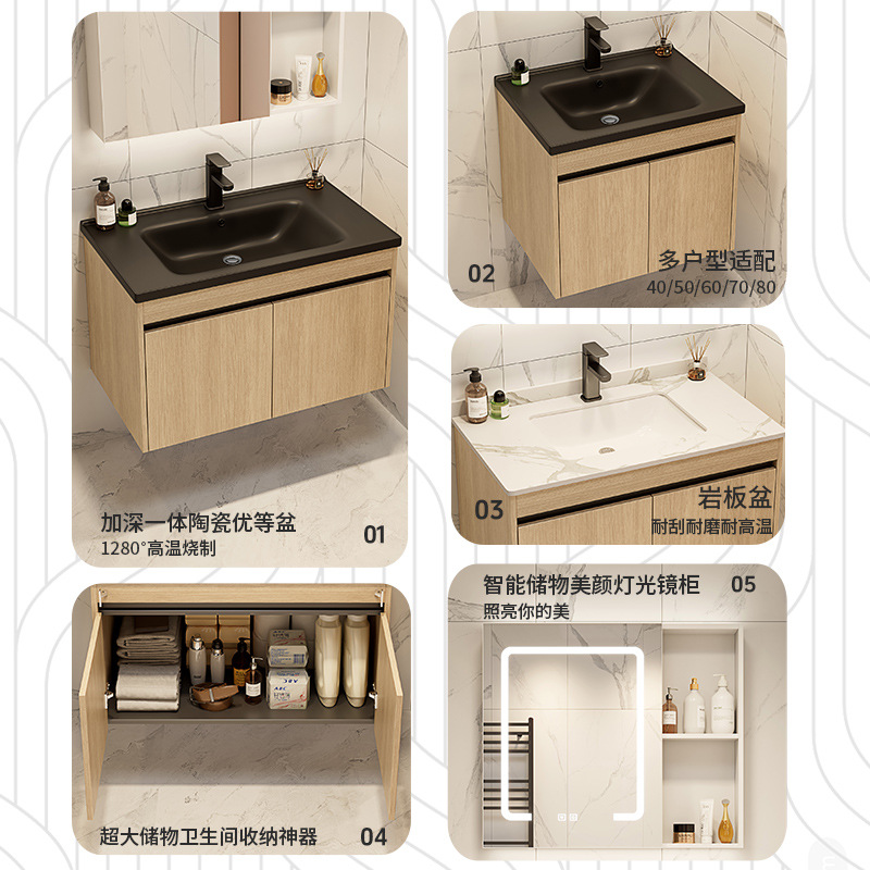 Color tronco espacio de aluminio gabinete de baño combinación de mesa negra en una cuenca cerámica transfronteriza lavabo balcón baño