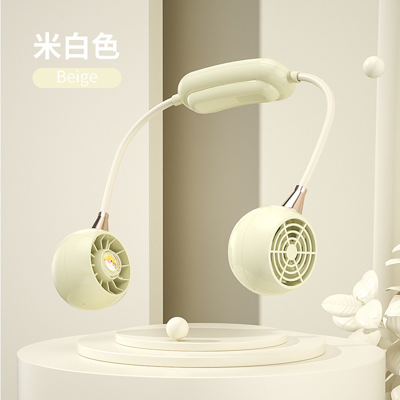 新しい吊り首ファン漫画 USB 充電式アウトドアスポーツ怠惰なライトサウンド小型ファンポータブル屋外ギフト|undefined
