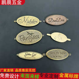 金属标牌锌合金压铸打孔服装logo箱包字母插脚五金商标贴铭牌