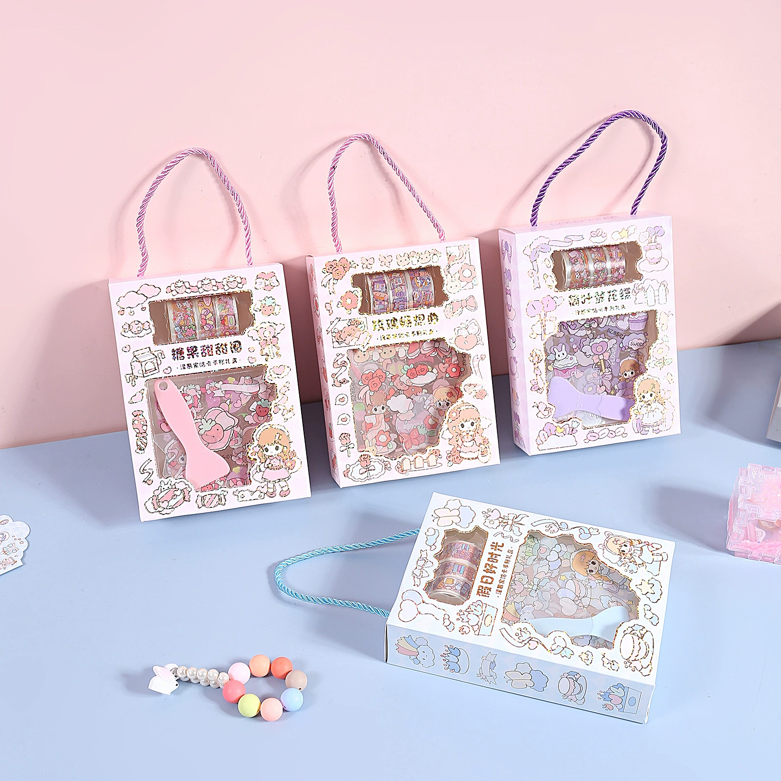 Бронзовая Подарочная коробка прозрачная наклейка для домашних животных девушка сердце студент творчество и бумажная лента ручная учетная лента мультяшная наклейка