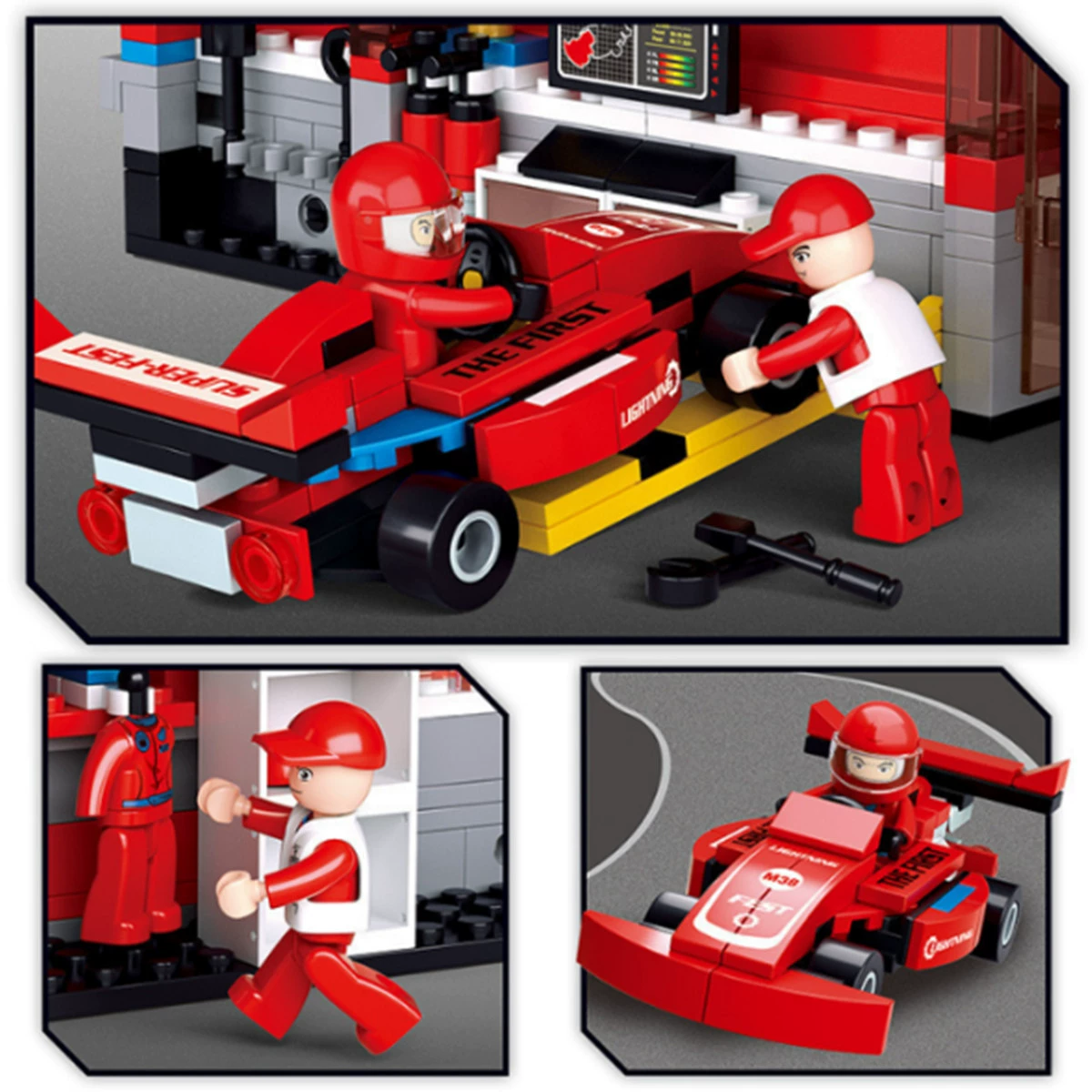 Lego конструктор, гоночный автомобиль для соревнований, минифигурка