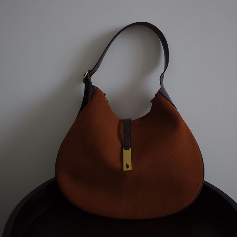 Le Orange New polo Zheng Xiujing Same Style Crossbody Bag Genuine Leather Women's Bag Equestrian Design Dumpling Bag Cowhide Shoulder Bag
