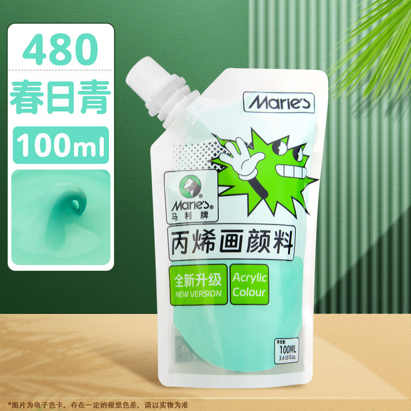 Pintura acrílica Marley en bolsa, paquete de recarga de 100 ml, juego de acrílico sin formaldehído para estudiantes de arte, graffiti, resistente al agua