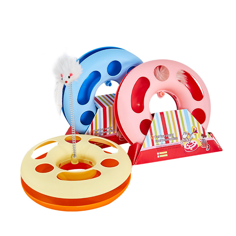 PP Plastic pet Kitty turntable Toys circular Spring Plush Mouse Recreation Boredom