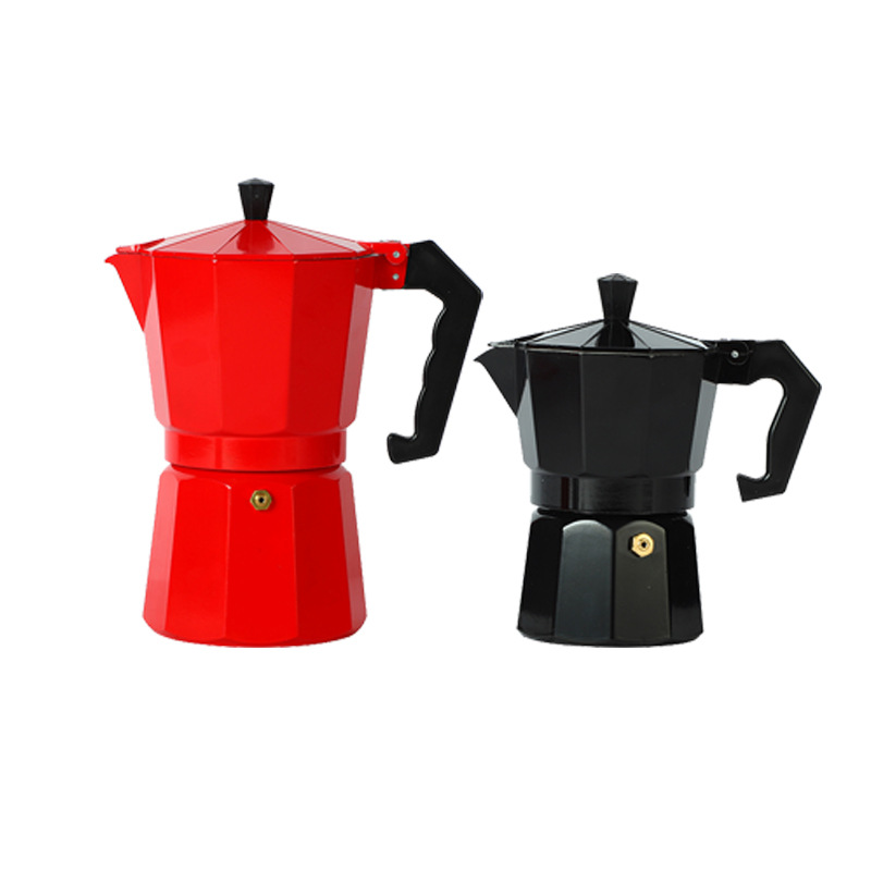 Cafetera moka italiana de aluminio de doble válvula, estilo europeo, octogonal, popular transfronterizamente.