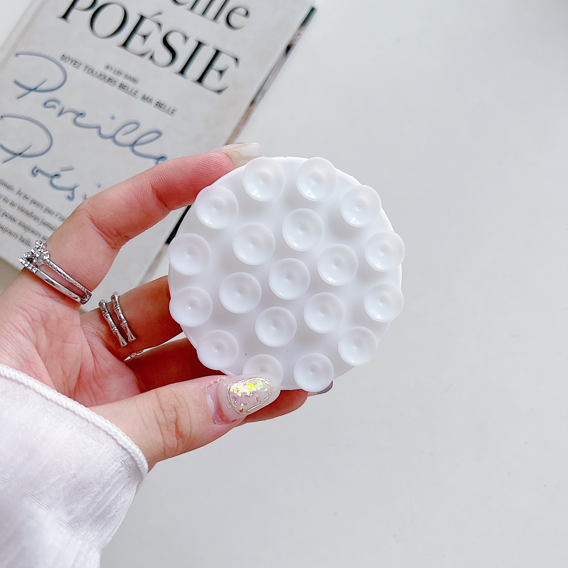 19개의 둥근 양면 흡입 컵*12g*흰색