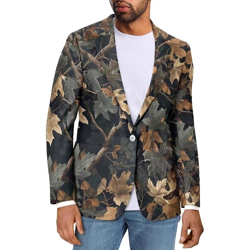 European and American Cross-Border Men's Casual Suit with Forest Tree Trunk Camouflage Print, Outdoor Style, Natural Fashion Men's Jacket European and American Cross-Border Men's Casual Suit with Forest Tree Trunk Camouflage Print, Outdoor Style, Natural Fashion Men's Jacket
